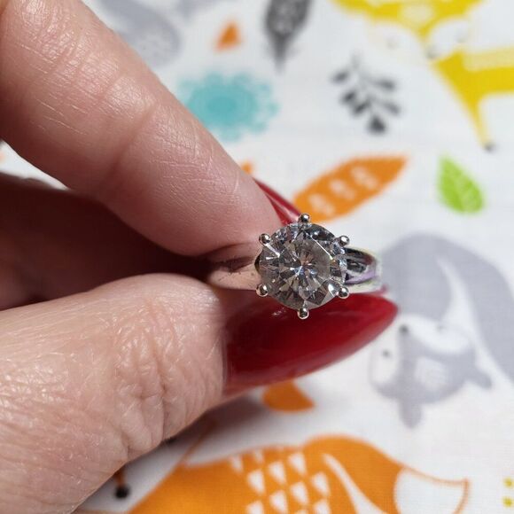 Cubic Zirconia (Cz) Solitaire Sterling Silver Ring - Picture 7 of 7